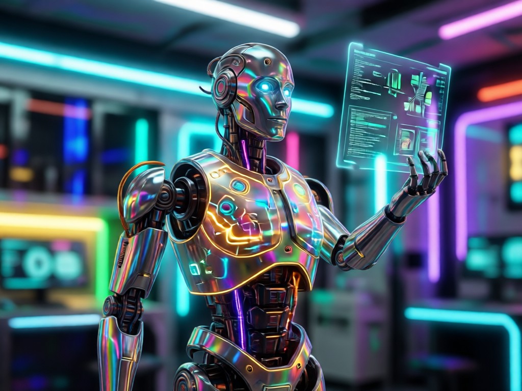 Gallery showing different AI robot filter styles like android and cyborg