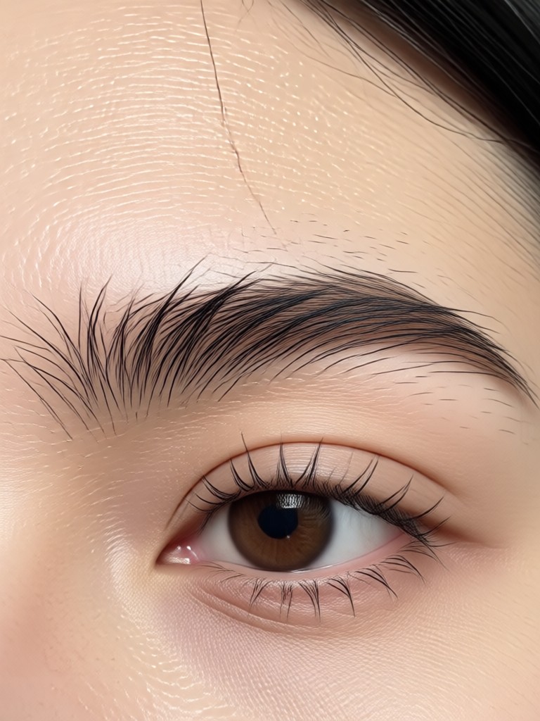 Natural, feathered eyebrow look generated by AI filter
