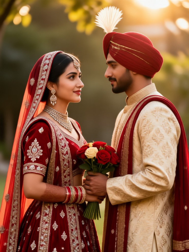 Groom in traditional Pakistani Sherwani with embroidery