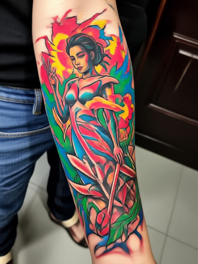 Script and ornamental quote tattoo