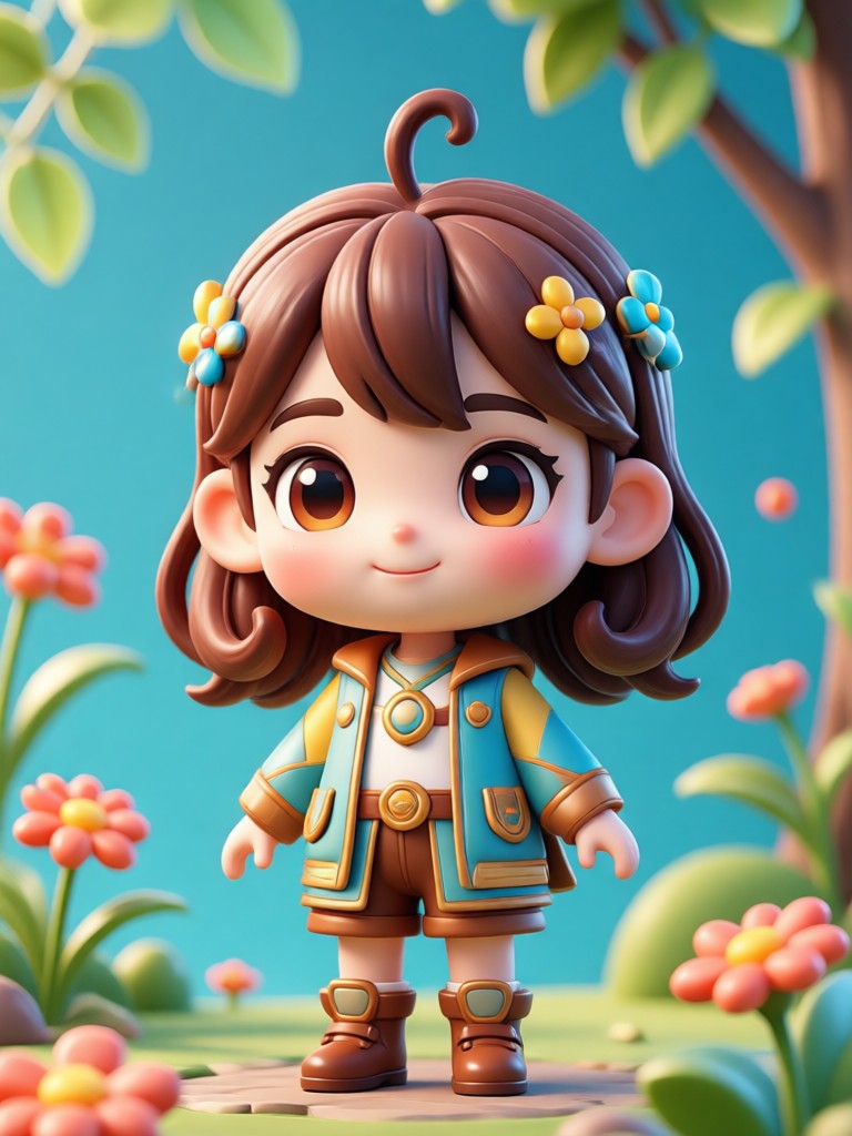 Winter-Thema-3D-Chibi mit gemütlichem Outfit