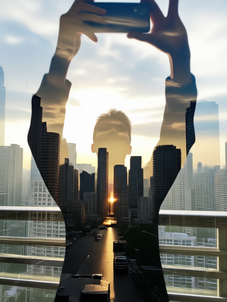 Doppelbelichtung mit Tiersilhouette