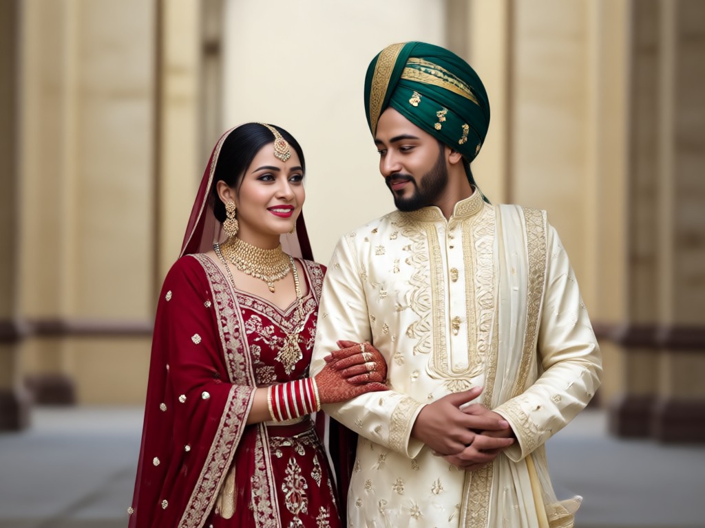 Traditional Pakistani Sherwani and Lehenga styles for AI generation