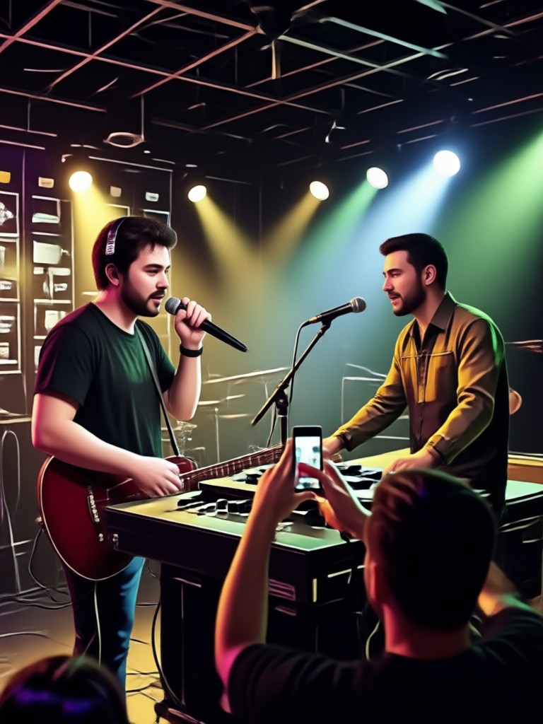 Montaje de pareja con superposición de letras de canción