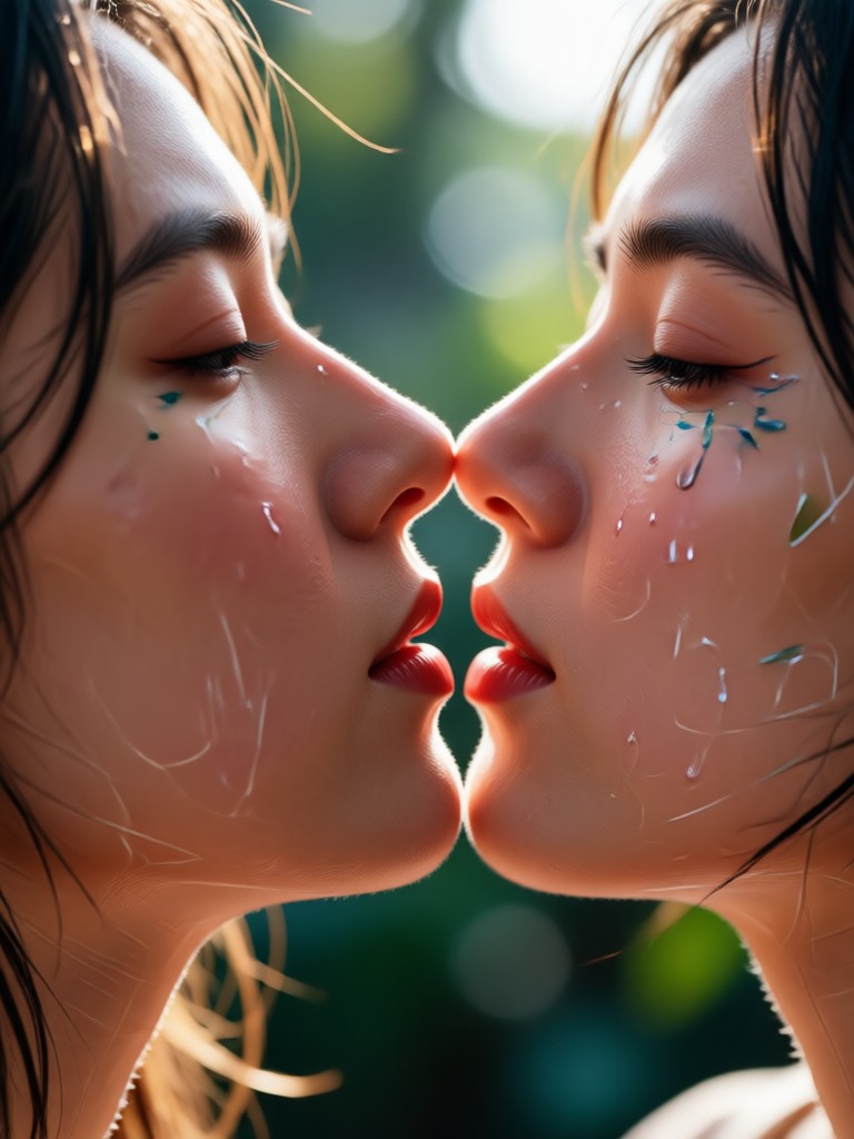 Before and after of a portrait to kiss video conversion