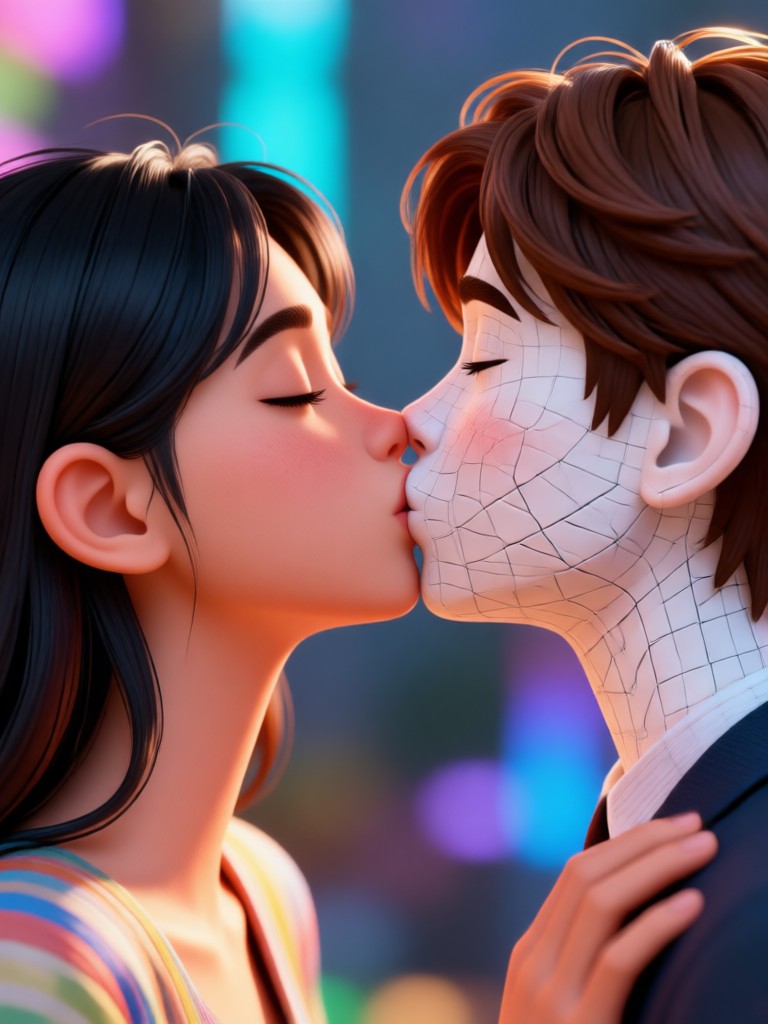 Ciuman avatar pasangan bergaya romantis klasik