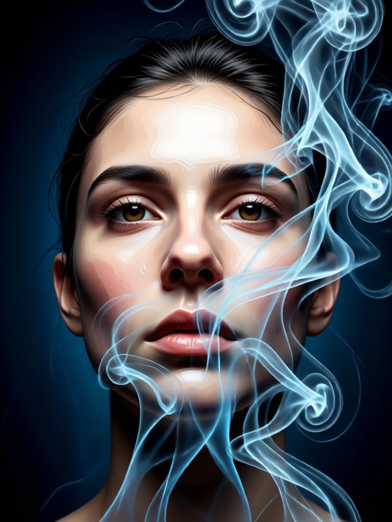Mystical portrait with elemental smoke
