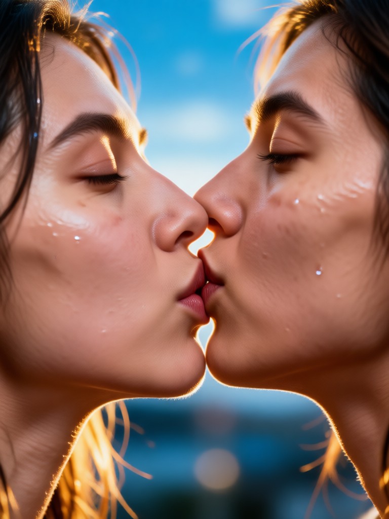Fantasy themed portrait with magical kiss effect