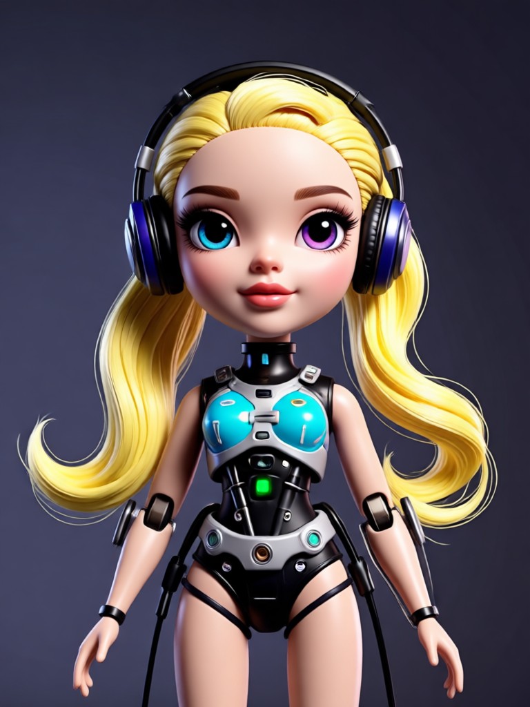 Muñeca Bratz con cabello azul y maquillaje audaz