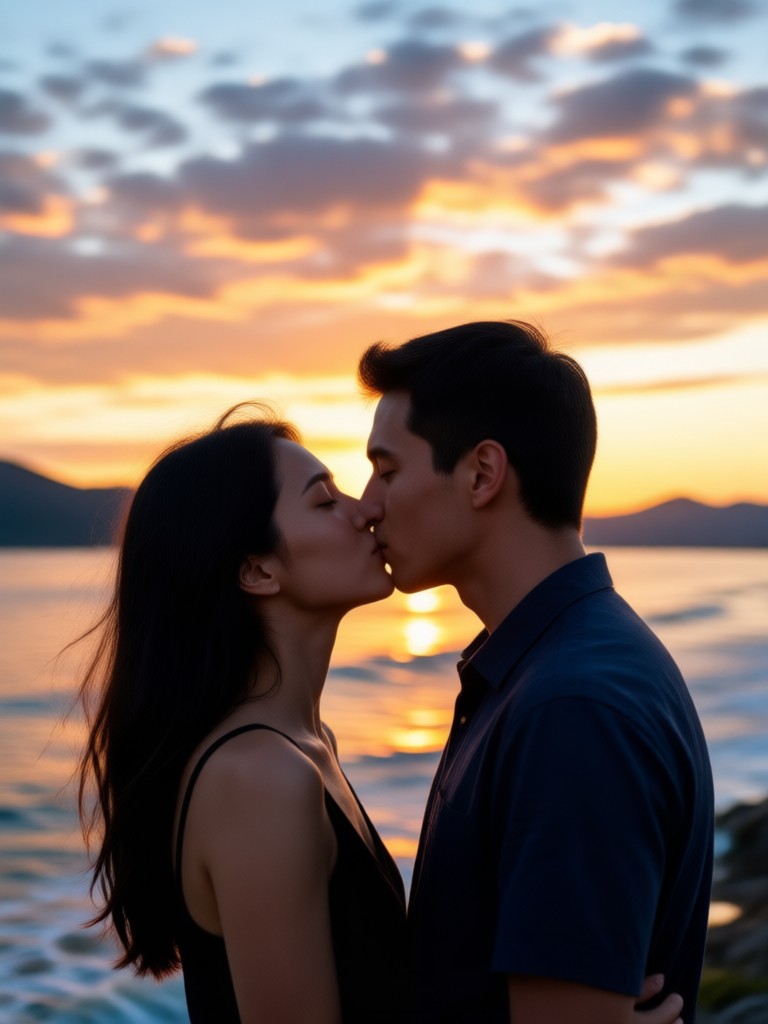 Anime style couple kiss video made with AI