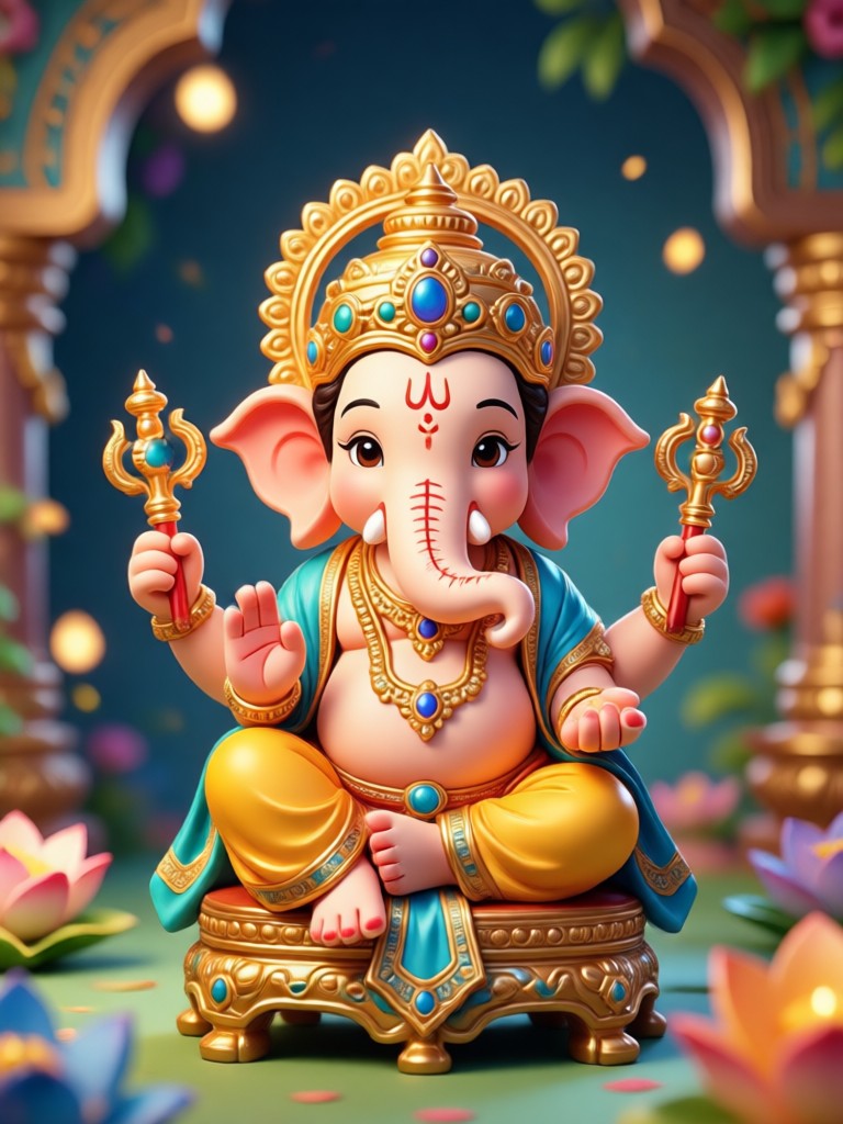 Traditionelles Gemälde von Ganpati erwacht zum Leben