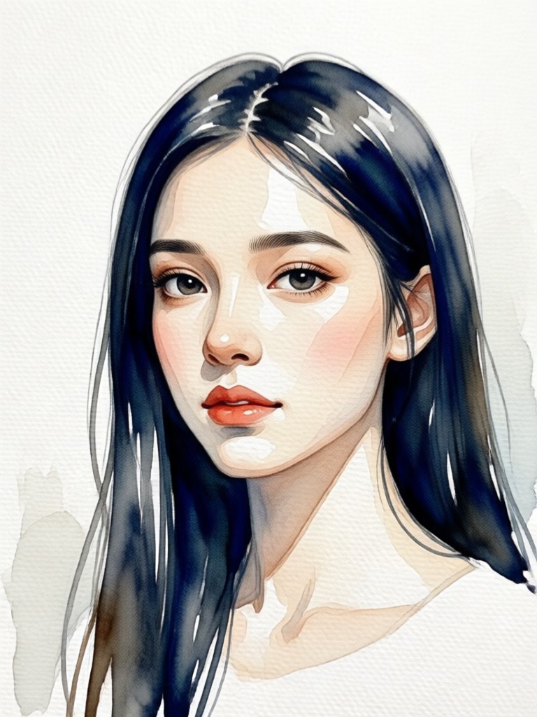 Mobile app screenshot showing AI watercolor portrait creation