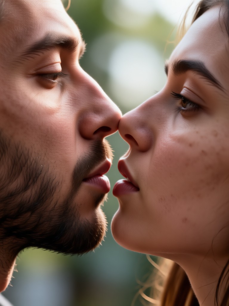 Romantic kiss animation from a vintage style photo