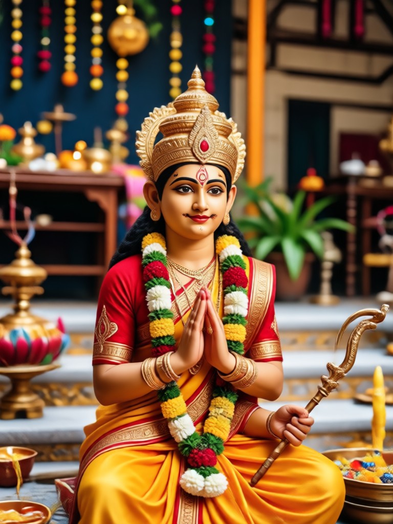 Child's portrait enhanced with subtle snake motifs for Nag Panchami
