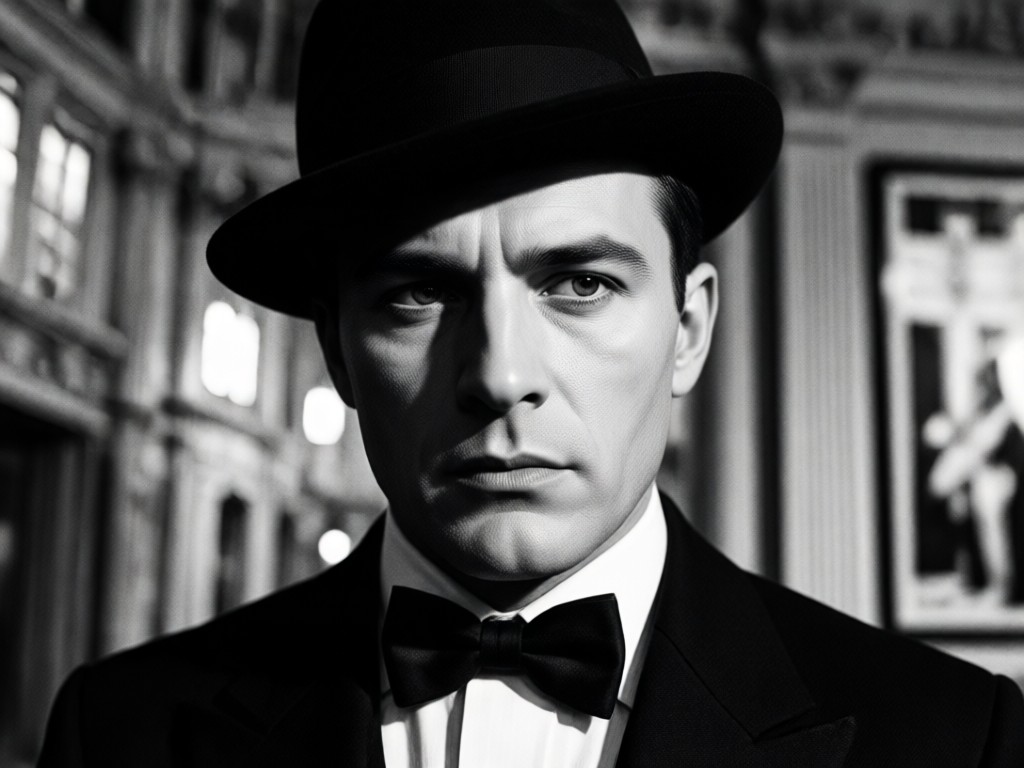 Noir portrait with cyan and amber color grading