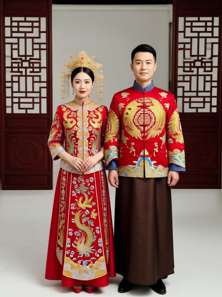Victorian era wedding dress and suit couple portrait maker