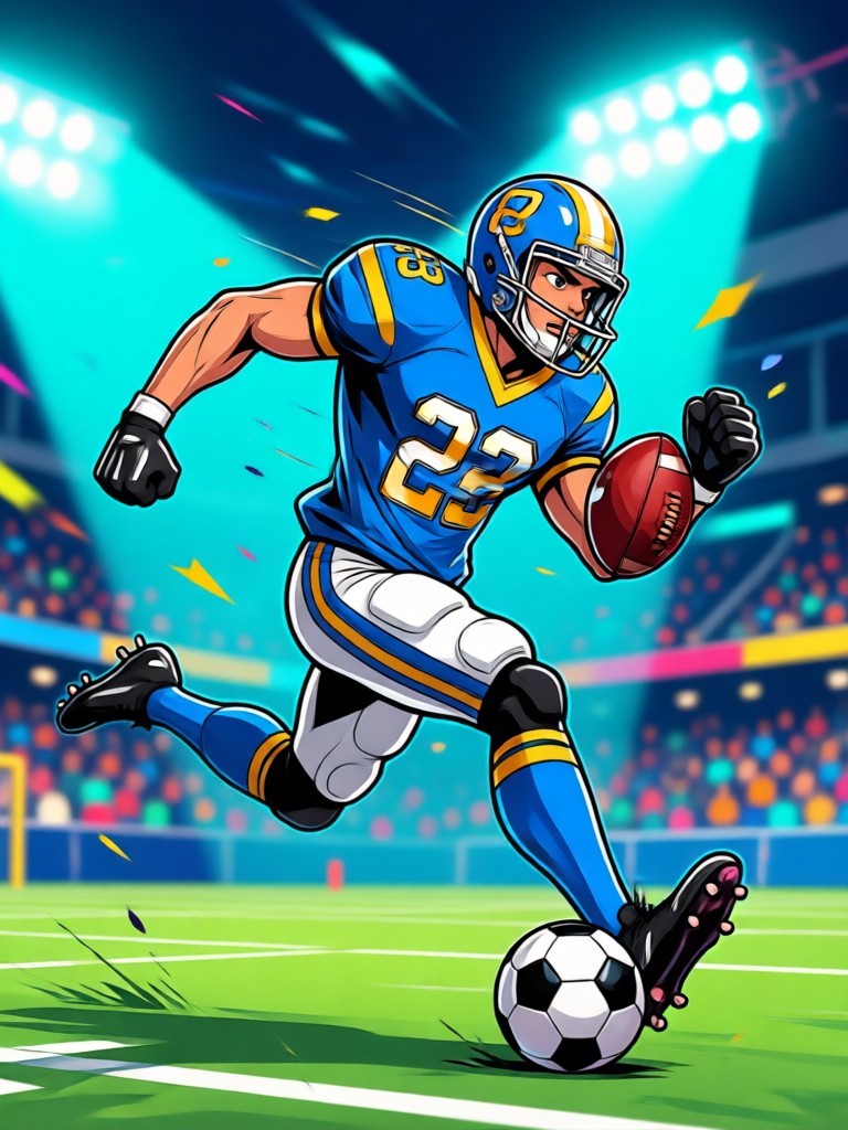 AI generated football striker scoring goal