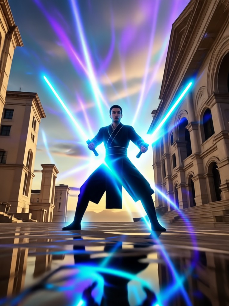 Efeito Jedi com IA gratuito de raios da Força