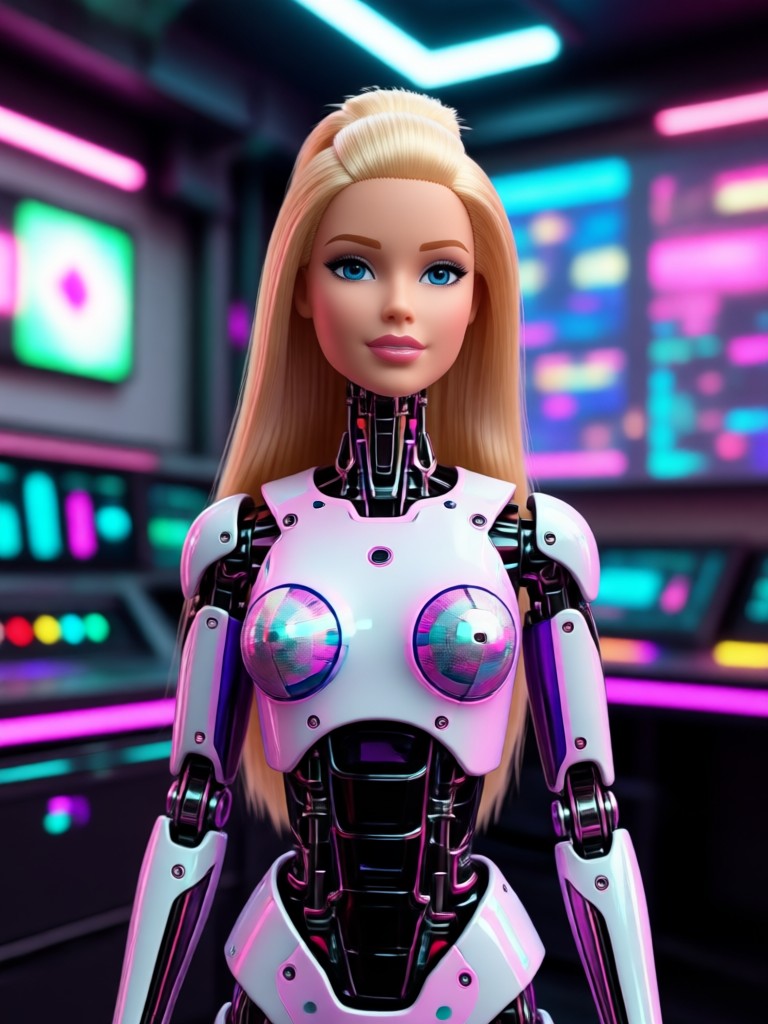 Barbie with dream house background AI creation