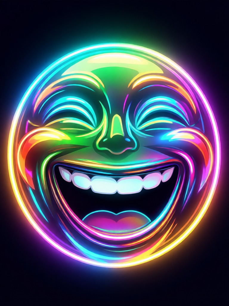 AI generated laughing face in anime style