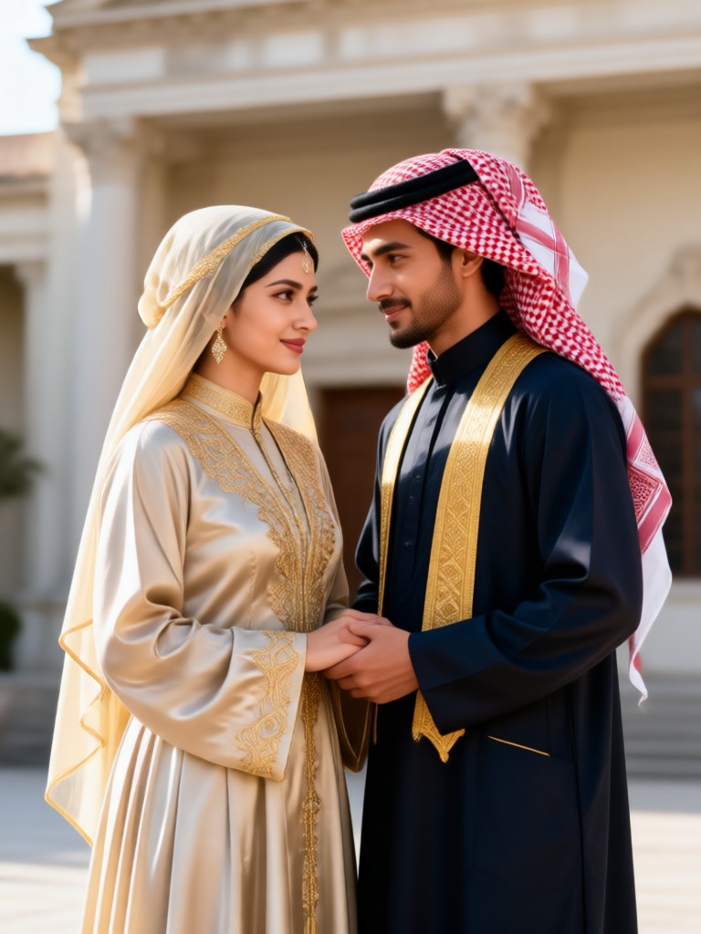 Saudi wedding style couple photo