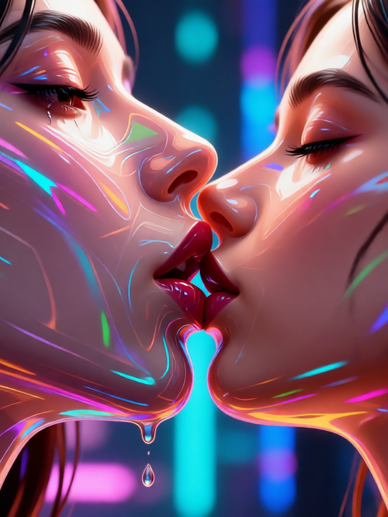 AI generated slow romantic kiss video animation