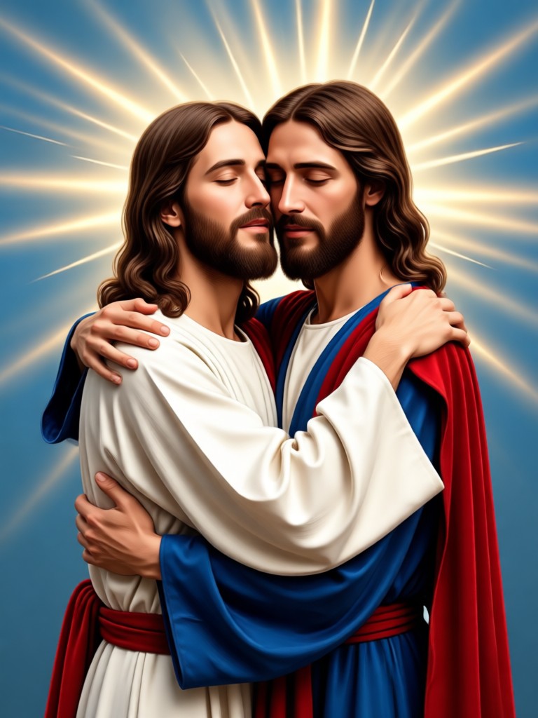 AI Jesus hug video example man prayer