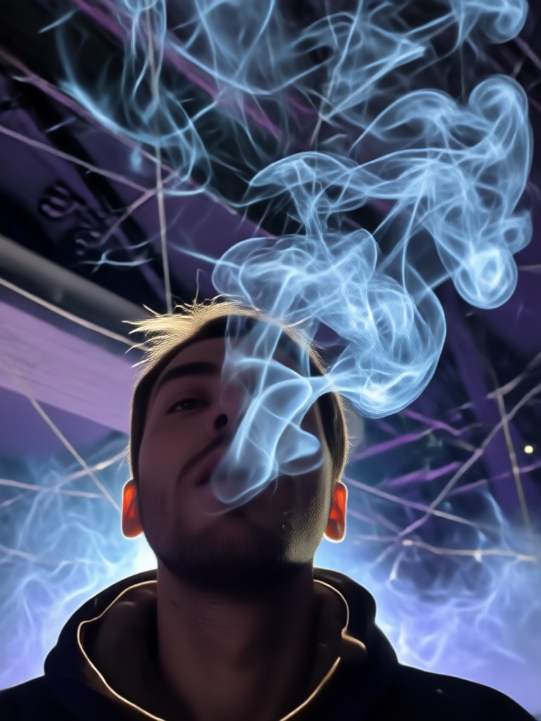 Portrait with dense grey smoke overlay