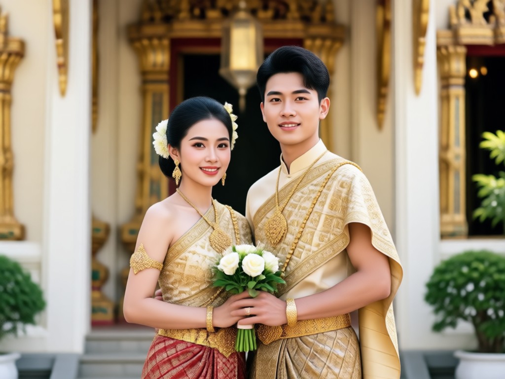AI generated Thai traditional wedding outfits