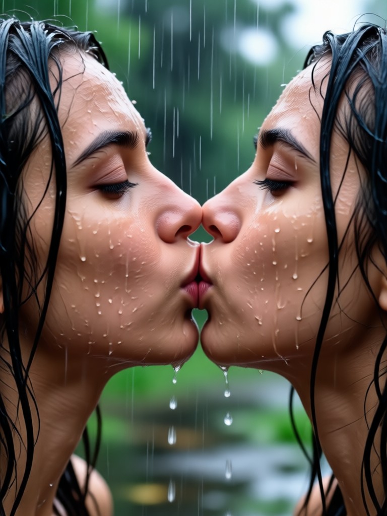 Viral style rainy kiss video made with AI