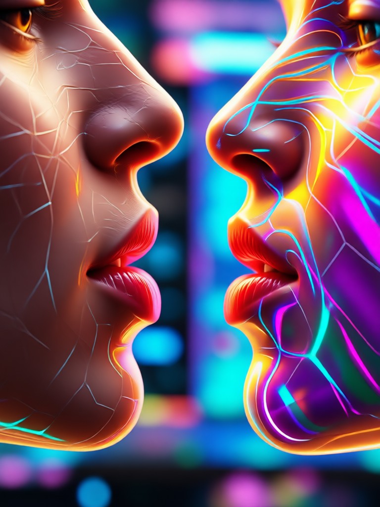 Dramatic black and white AI kiss video