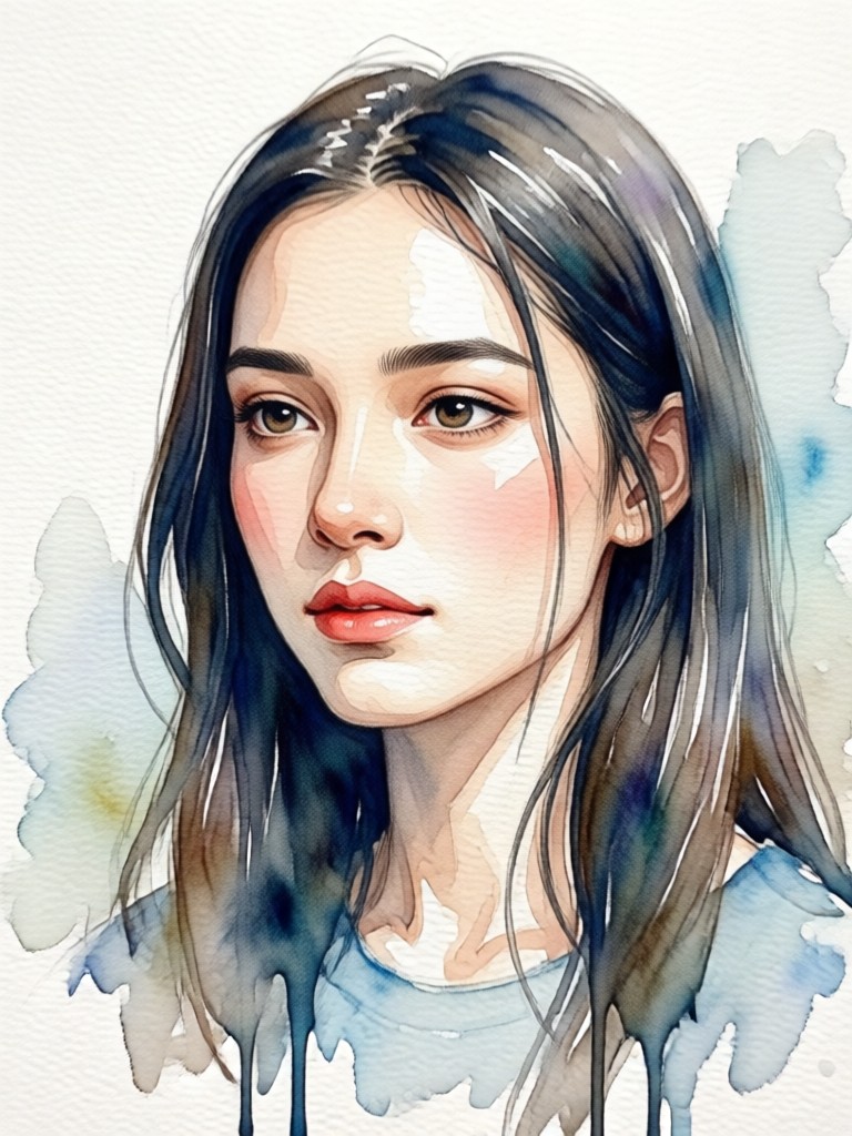 Mobile app watercolor portrait creation