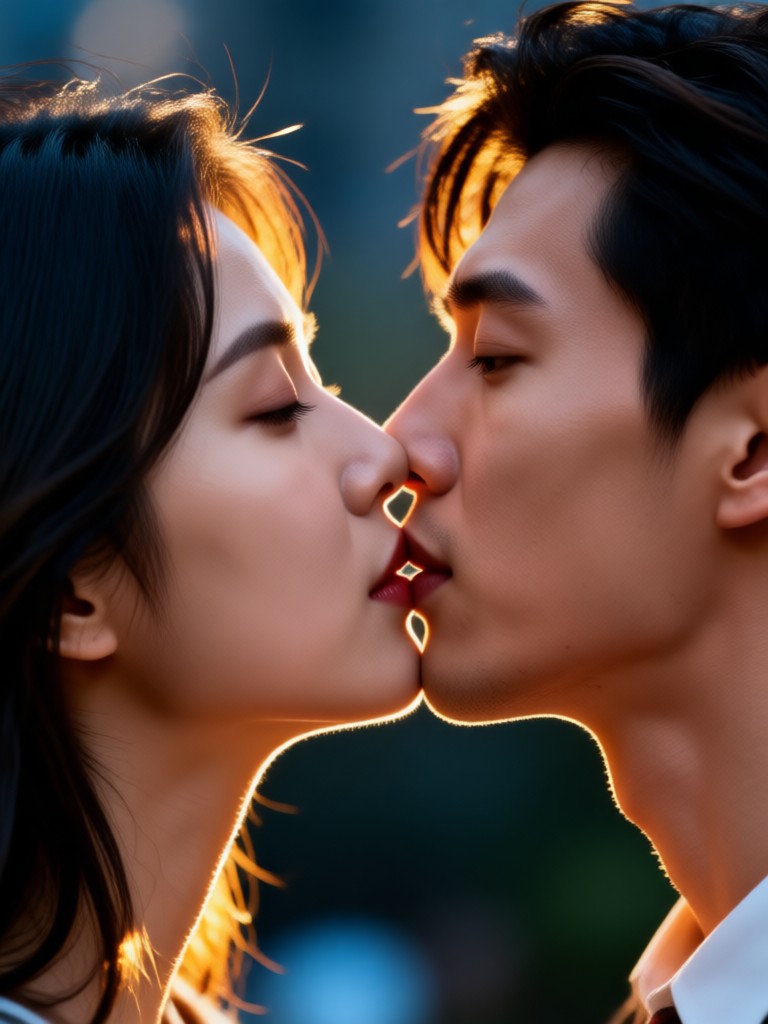 Action movie style passionate kiss clip