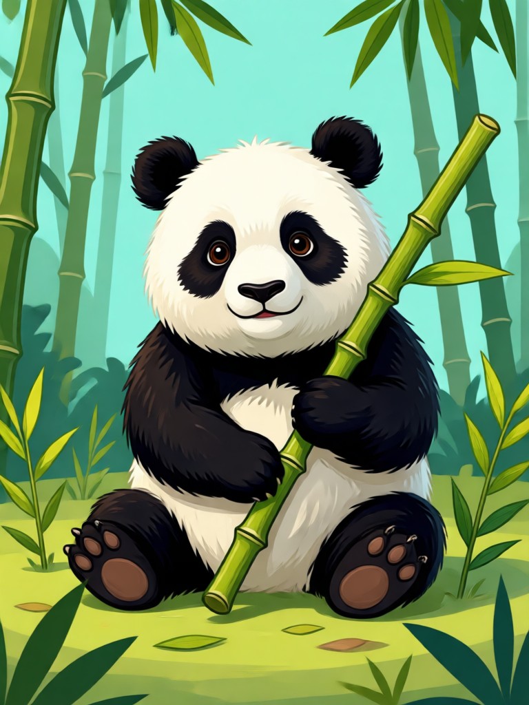 Watercolor artistic panda painting