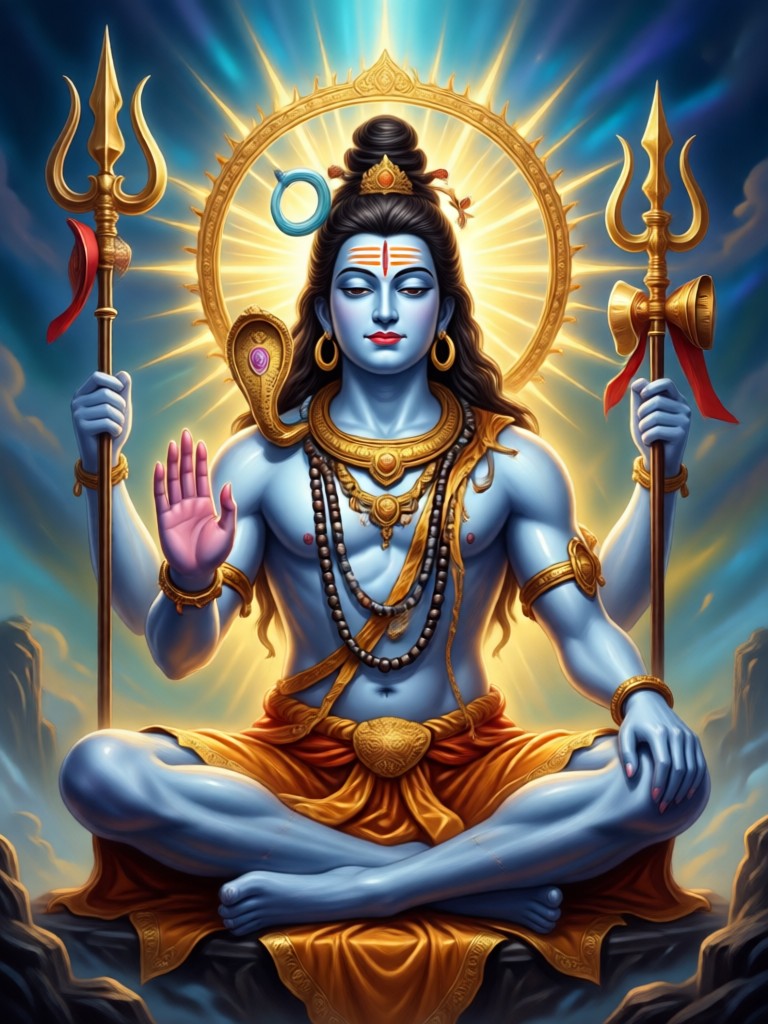 Shiva Adiyogi in Himalayan landscape