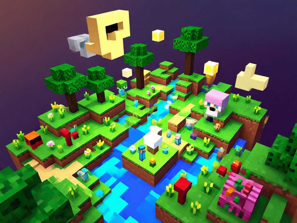 Comparação lado a lado de uma ideia básica e uma construção complexa em Minecraft gerada por IA