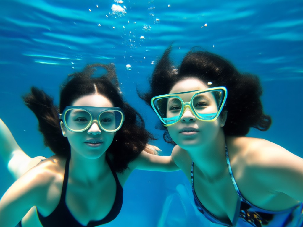 AI simulated hair and fabric movement in underwater portrait