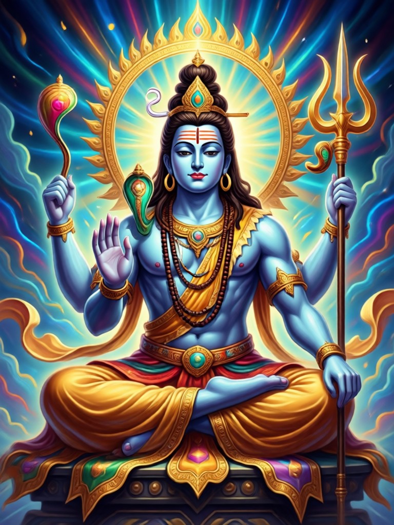 AI Generated Shiva portrait in cosmic style