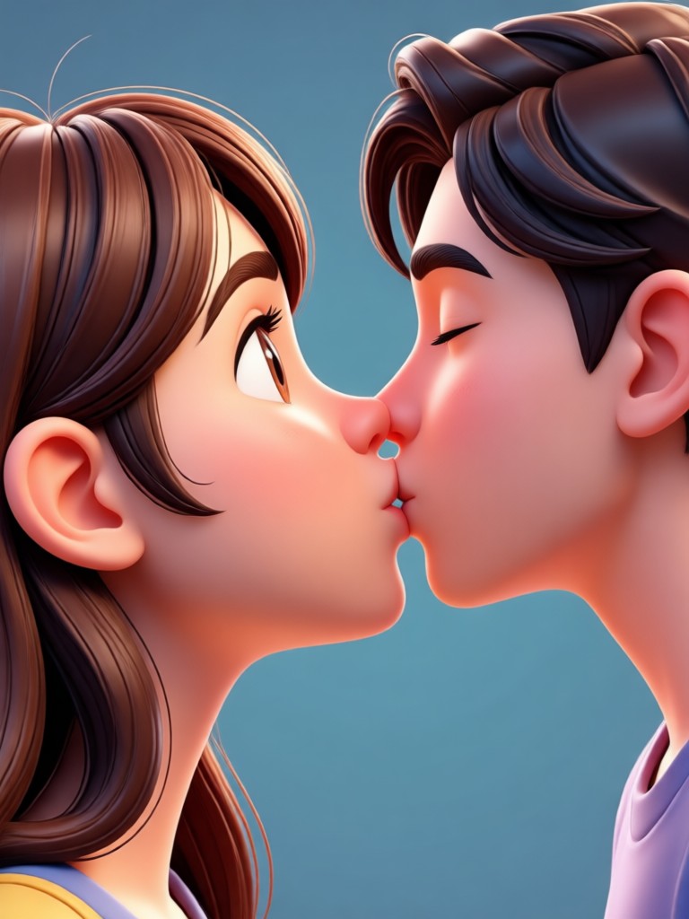 Watercolor painted avatars in a tender moment