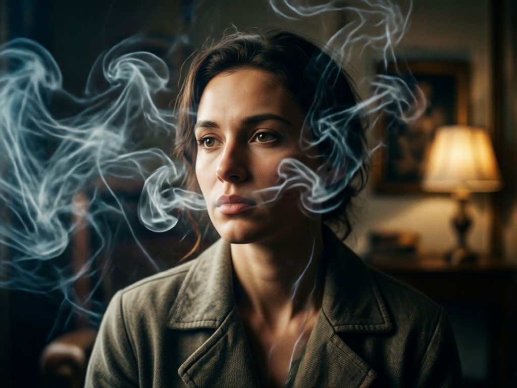 iluminación cinematográfica en retrato con humo
