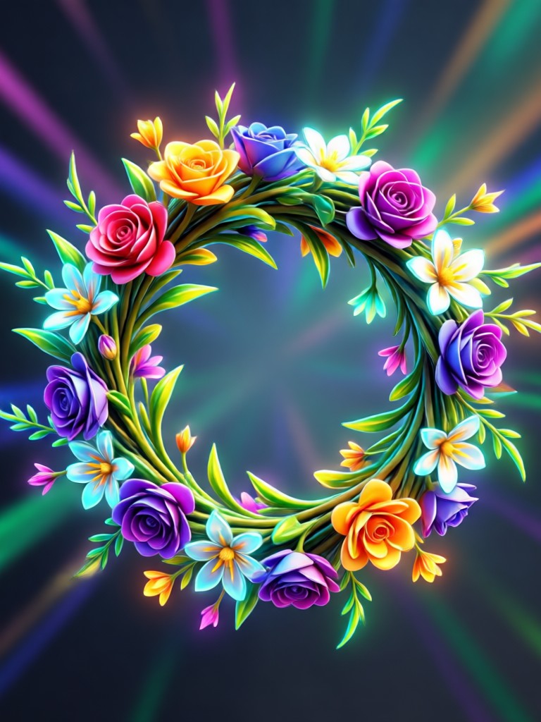 AI generated floral halo effect for a fantasy style portrait