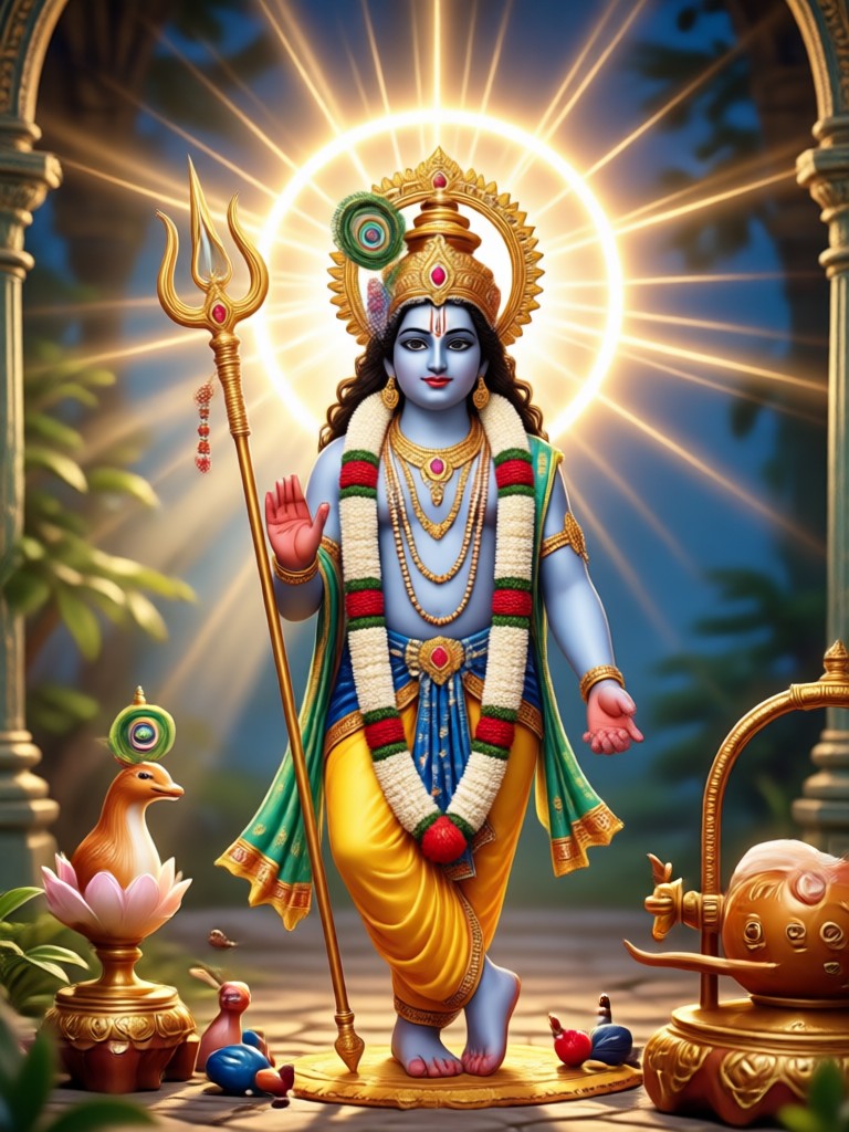 Simple portrait transformed into meditative Krishna