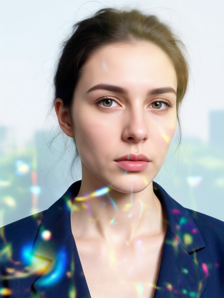 Portrait merged with starry night sky double exposure