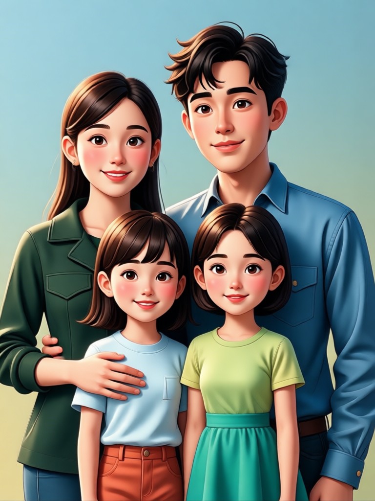 현대적 미니멀리즘 가족 예술 작품