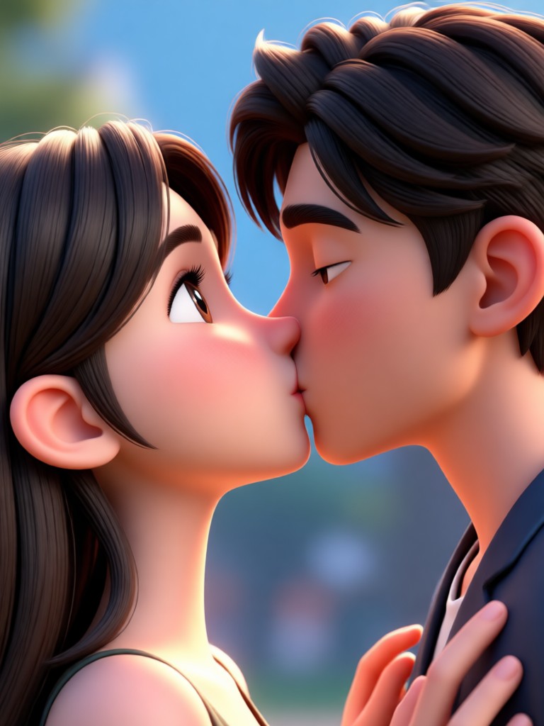 Pop art vibrant kissing avatar animation