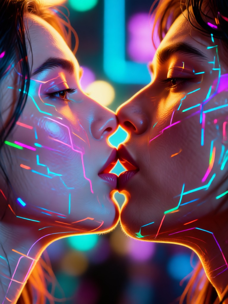 Cinematic slow romantic kiss video frame