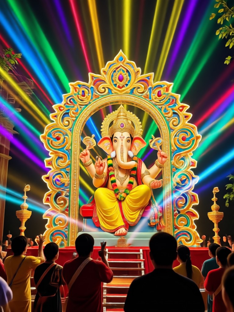 Elderly person in a serene, home mandir style AI pandal