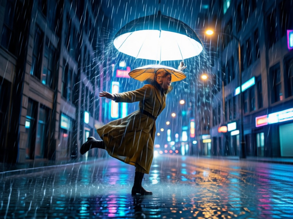 Professional filmmaker using AI rain hug generator