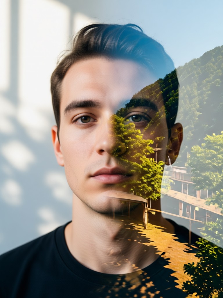 Rainy window cityscape double exposure profile picture