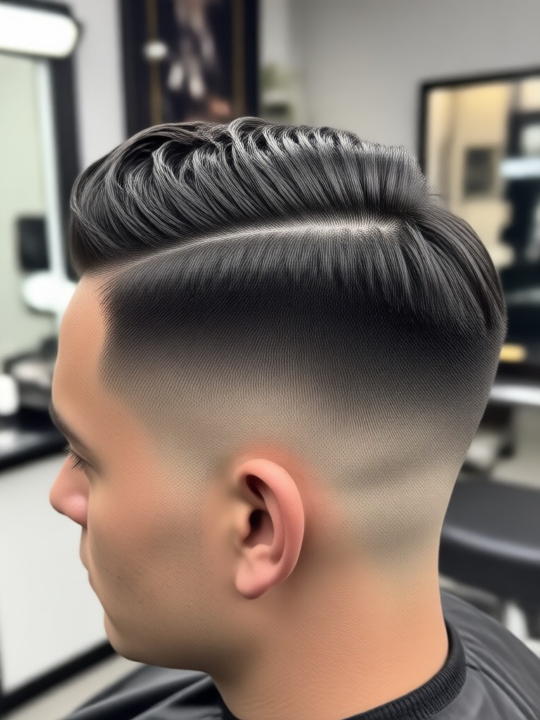 Before and after of AI mid fade haircut preview